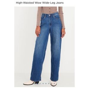 High-Waisted Blue Wide-Leg Jeans